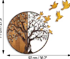 Décoration murale en métal et bois Arbre (Modèle 4)