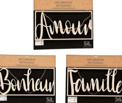 Décoration murale Mots 40 x 20 cm (Lot de 3)