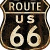 Décoration murale Route US 66 en métal 30 x 35 cm