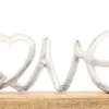 Décoration à poser en aluminium et bois de manguier 32 x 19 cm (Love)