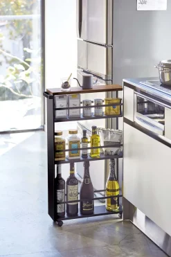 Desserte de cuisine en métal et bois Tower (Noir)