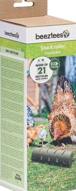 Distributeur roulant à friandises en plastique recyclé pour poules