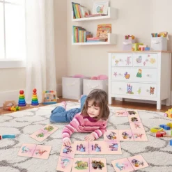 Dominos géants 28 pièces avec sac de rangement (Rose - Princesse)