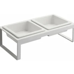 Double gamelle design surélevée pour chat Tower (Blanc)