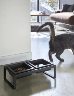Double gamelle design surélevée pour chat Tower (Noir)