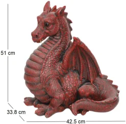 Dragon ailé rouge en résine 51 cm