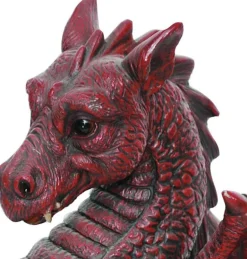 Dragon ailé rouge en résine 51 cm