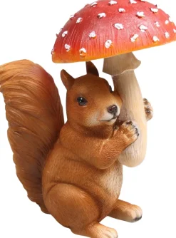 Ecureuil en résine avec champignon 15 x 11 x 21 cm