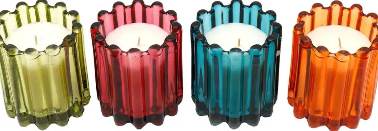 Ensemble de 4 bougies en verre coloré