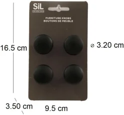 Ensemble de 4 boutons de meuble en alu (Noir)