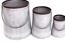 Ensemble de 3 pots porte-plante en zinc