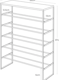 Etagère à chaussures en métal et bois Tower (Noir)