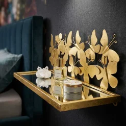 Etagère chevet en métal doré Butterfly 43 x 19.2 x 16.5 cm (Lot de 2)