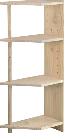 Etagère d'angle en pin brut Gala (4 tablettes)