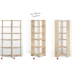 Etagère d'angle en pin brut Gala (4 tablettes)