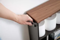 Etagère de toilette sur roulettes métal et bois Slim (Noir)
