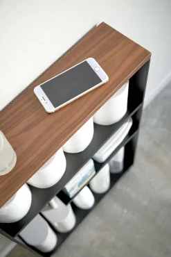 Etagère de toilette sur roulettes métal et bois Slim (Noir)