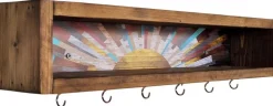 Etagère en bois avec 6 crochets Sunny