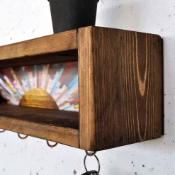 Etagère en bois avec 6 crochets Sunny