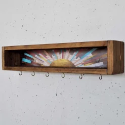 Etagère en bois avec 6 crochets Sunny