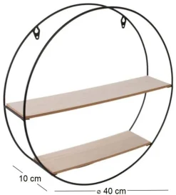 Etagère en bois et métal ronde 40 cm