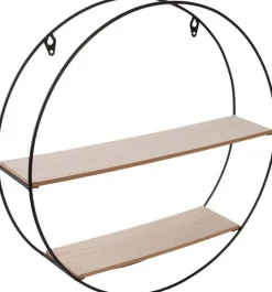Etagère en bois et métal ronde 40 cm
