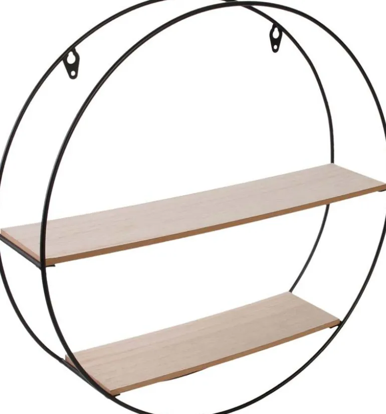 Etagère en bois et métal ronde 40 cm