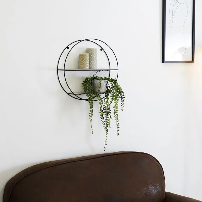 Etagère en bois et métal ronde 40 cm