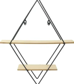 Etagère industrielle losange en bois et métal 46 cm
