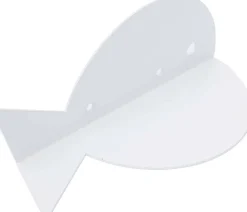 Etagère murale en métal blanc Poisson