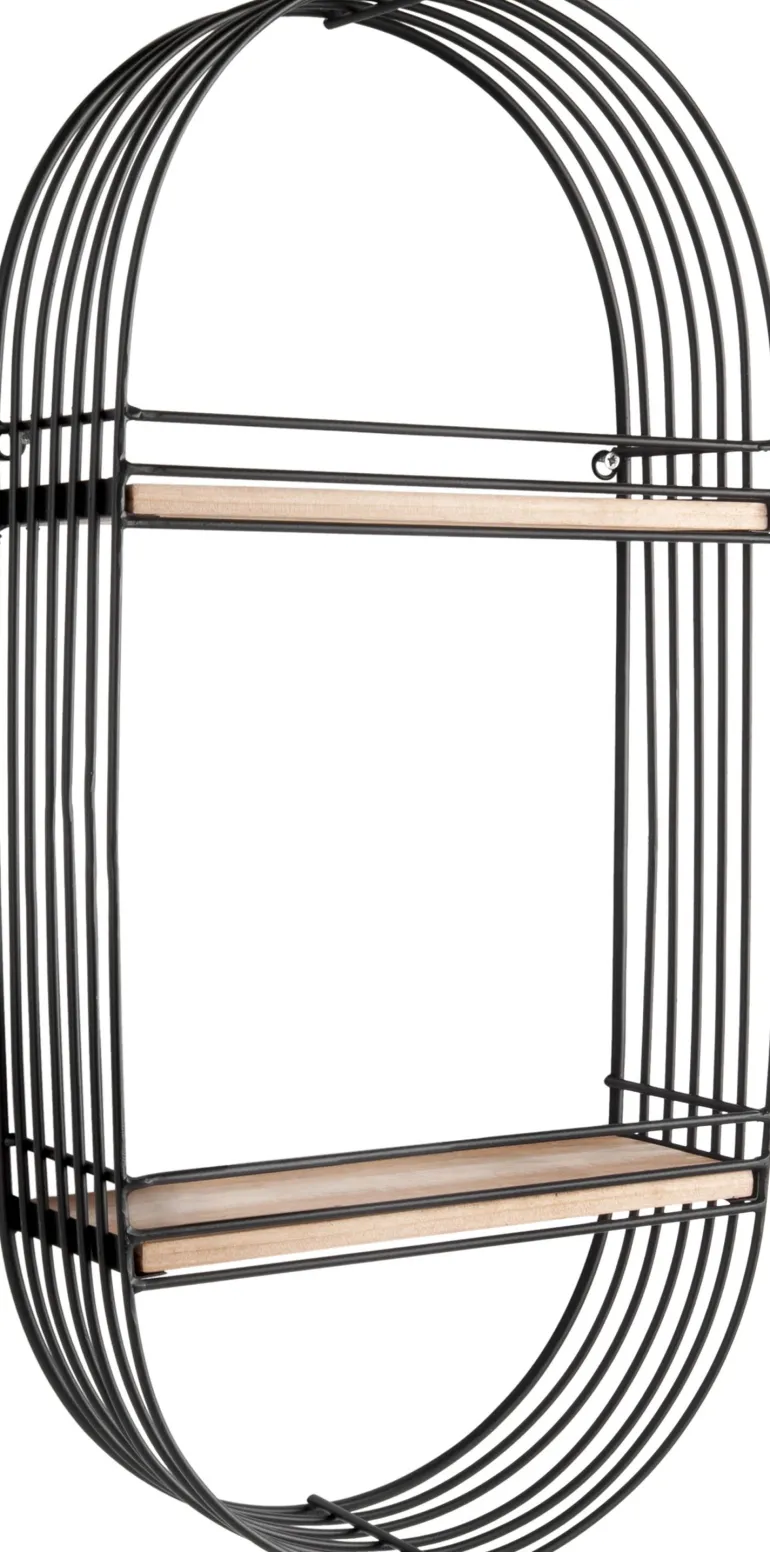 Etagère ovale filaire métal et bois Linéa