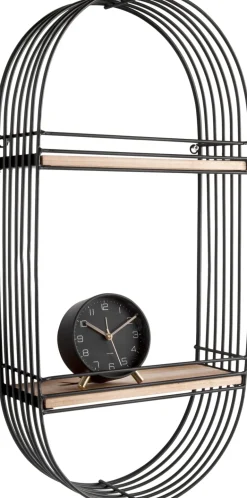Etagère ovale filaire métal et bois Linéa