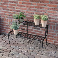 Etagère à plantes pliante en fer (2 niveaux)