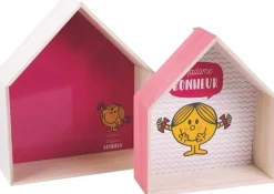 Etagères en bois maison Monsieur Madame (Lot de 2) (Rose)