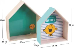Etagères en bois maison Monsieur Madame (Lot de 2) (Vert)