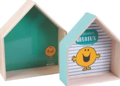 Etagères en bois maison Monsieur Madame (Lot de 2) (Vert)