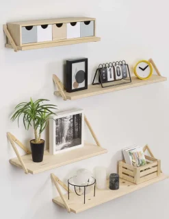 Etagère tablette murale en pin brut (60 x 25 cm)