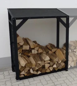 Extension bûcher treillis en bois Black edition