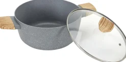 Faitout en aluminium forgé poignées effet bois (24 cm)