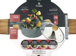 Faitout en aluminium forgé poignées effet bois (24 cm)