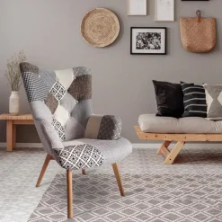 Fauteuil assise en tissu patchwork Helsinki