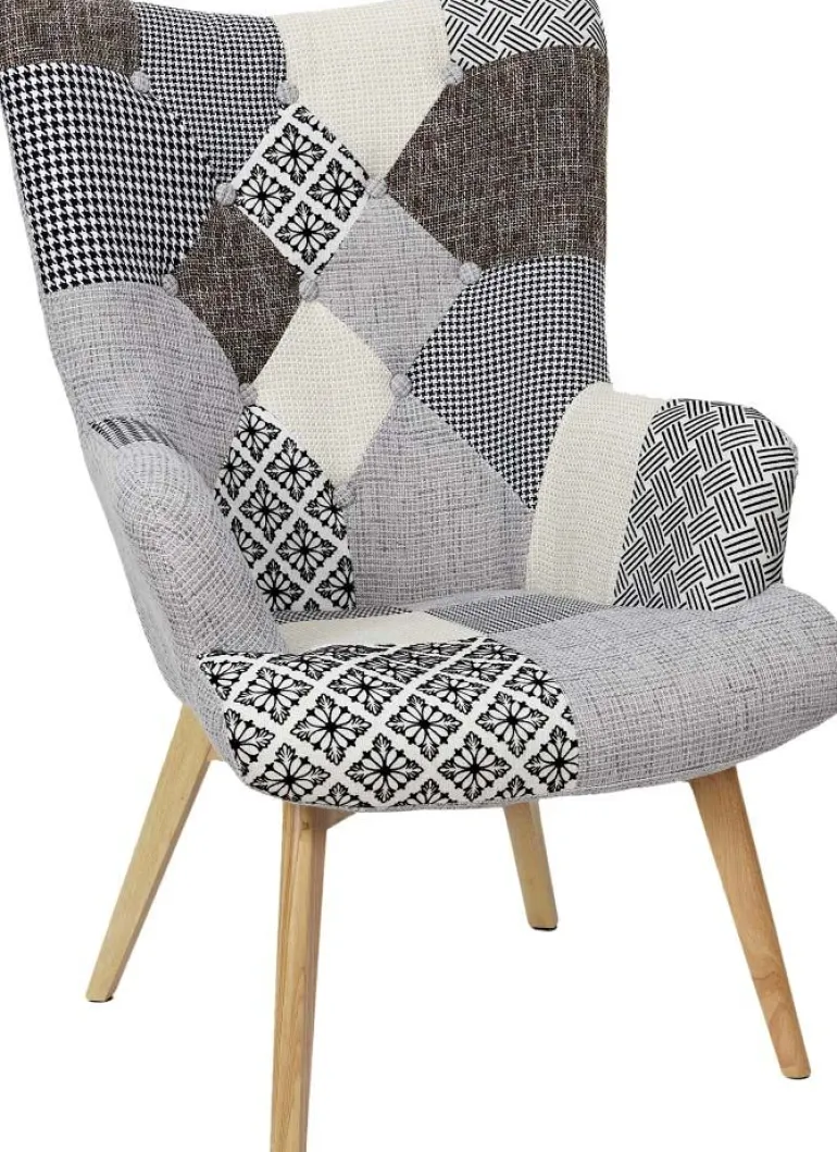 Fauteuil assise en tissu patchwork Helsinki