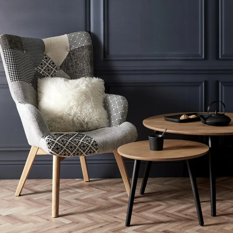 Fauteuil assise en tissu patchwork Helsinki