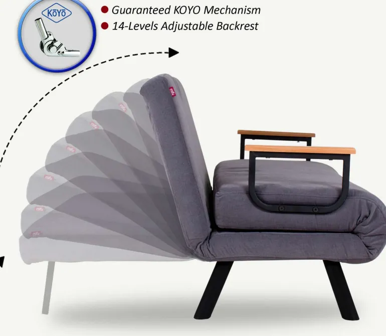 Fauteuil convertible en tissu Sando (Gris)