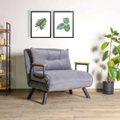 Fauteuil convertible en tissu Sando (Gris)