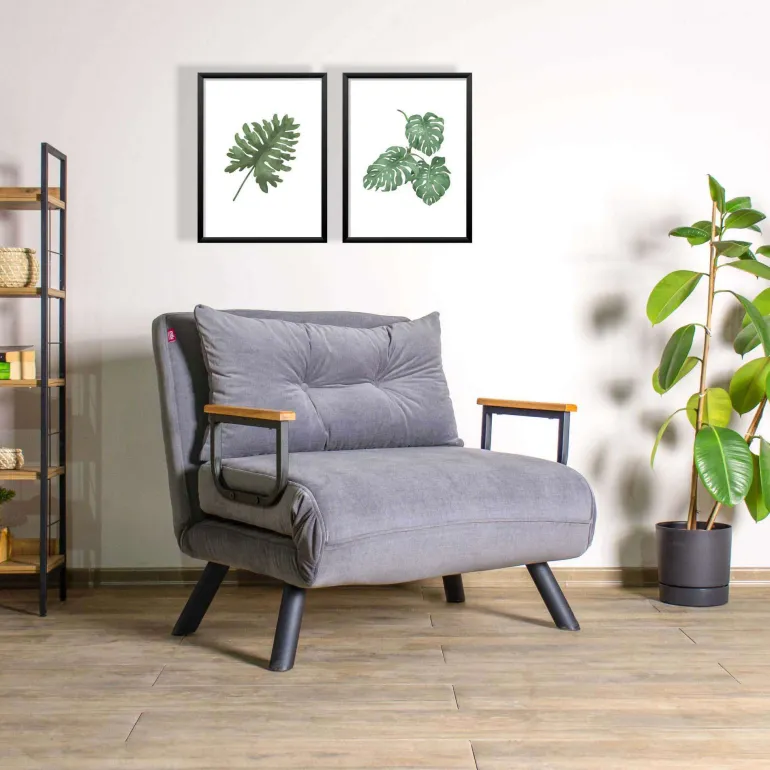 Fauteuil convertible en tissu Sando (Gris)