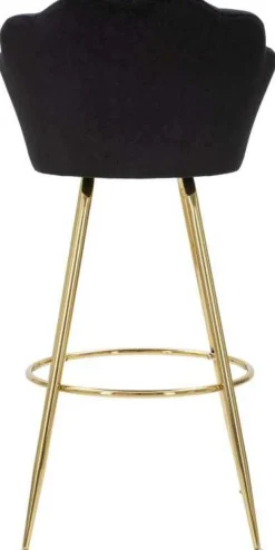 Fauteuil de bar en tissu et métal Vienna (Noir et doré)