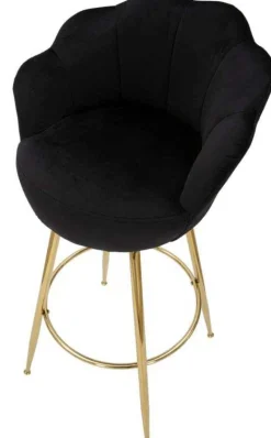 Fauteuil de bar en tissu et métal Vienna (Noir et doré)