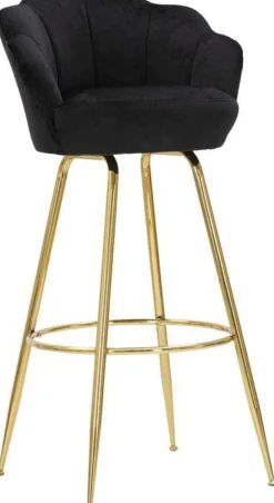 Fauteuil de bar en tissu et métal Vienna (Noir et doré)
