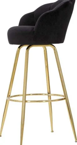 Fauteuil de bar en tissu et métal Vienna (Noir et doré)